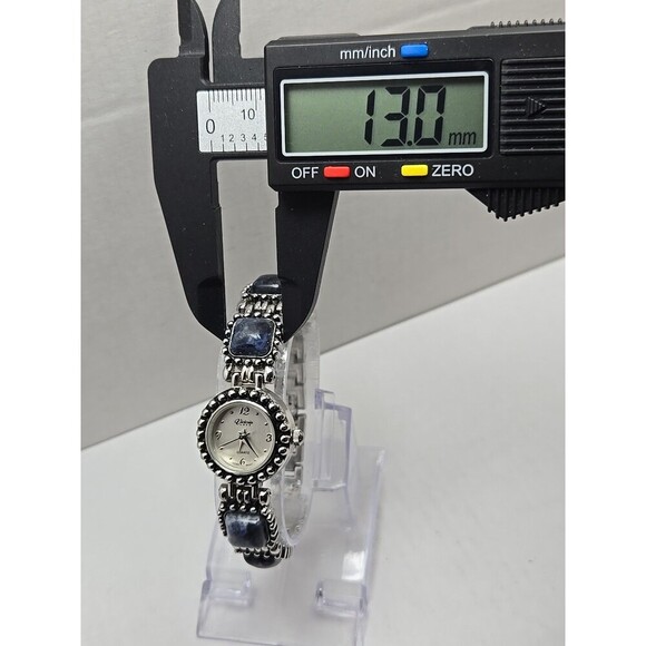 Victoria Lace Quartz Blue Cabochon Watch Japan Silver Tone Womens New Battery - Picture 6 of 10